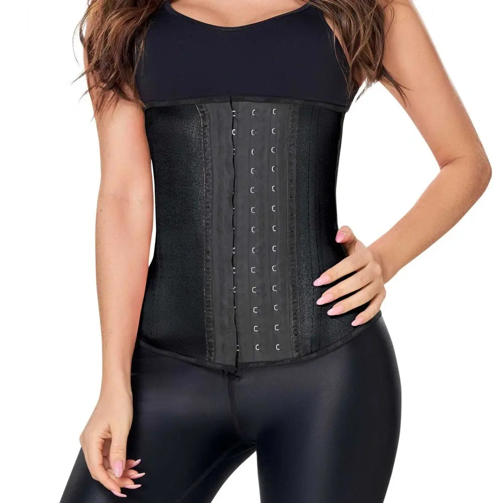 Black Sports 3 Hook Metallic Waist Trainer by Ann Chery - 2045