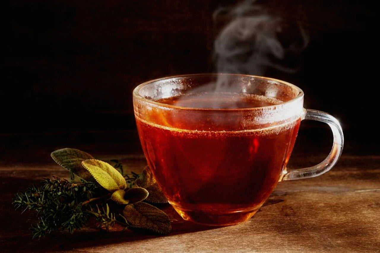 Diet tea in glass cup